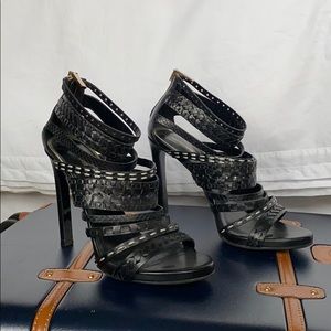 Black leather strap Roberto Cavalli Sandals